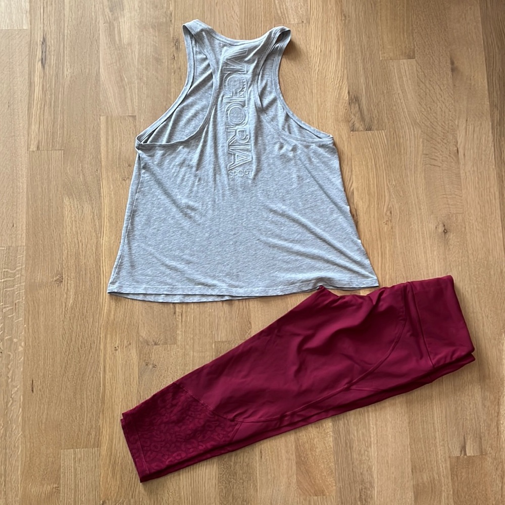 Victoria Secret Sport high waisted capri leggings with muscle tank set